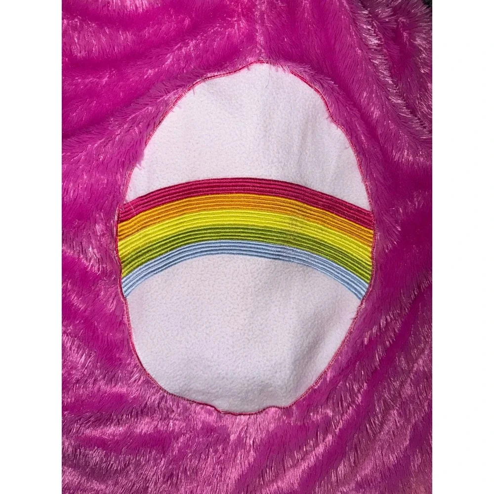 Care Bears Cheer Bear Adult Costume Pink Furry Rainbow Halloween one piece Large